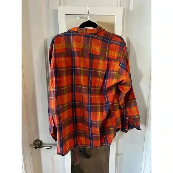 561 Vintage Saks Fifth Avenue Orange and Blue Button Down Long Sleeve - Picture 3 of 4